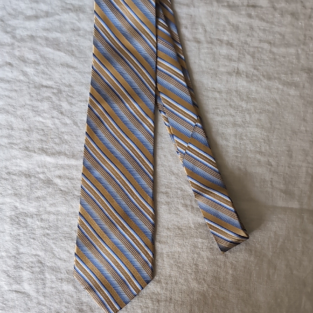 Classic Blue and Gold Striped Men's Tie